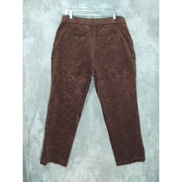 Uniqlo Pants Women Large Brown Corduroy Chino Pleated Wide Leg High Rise - Picture 2 of 8